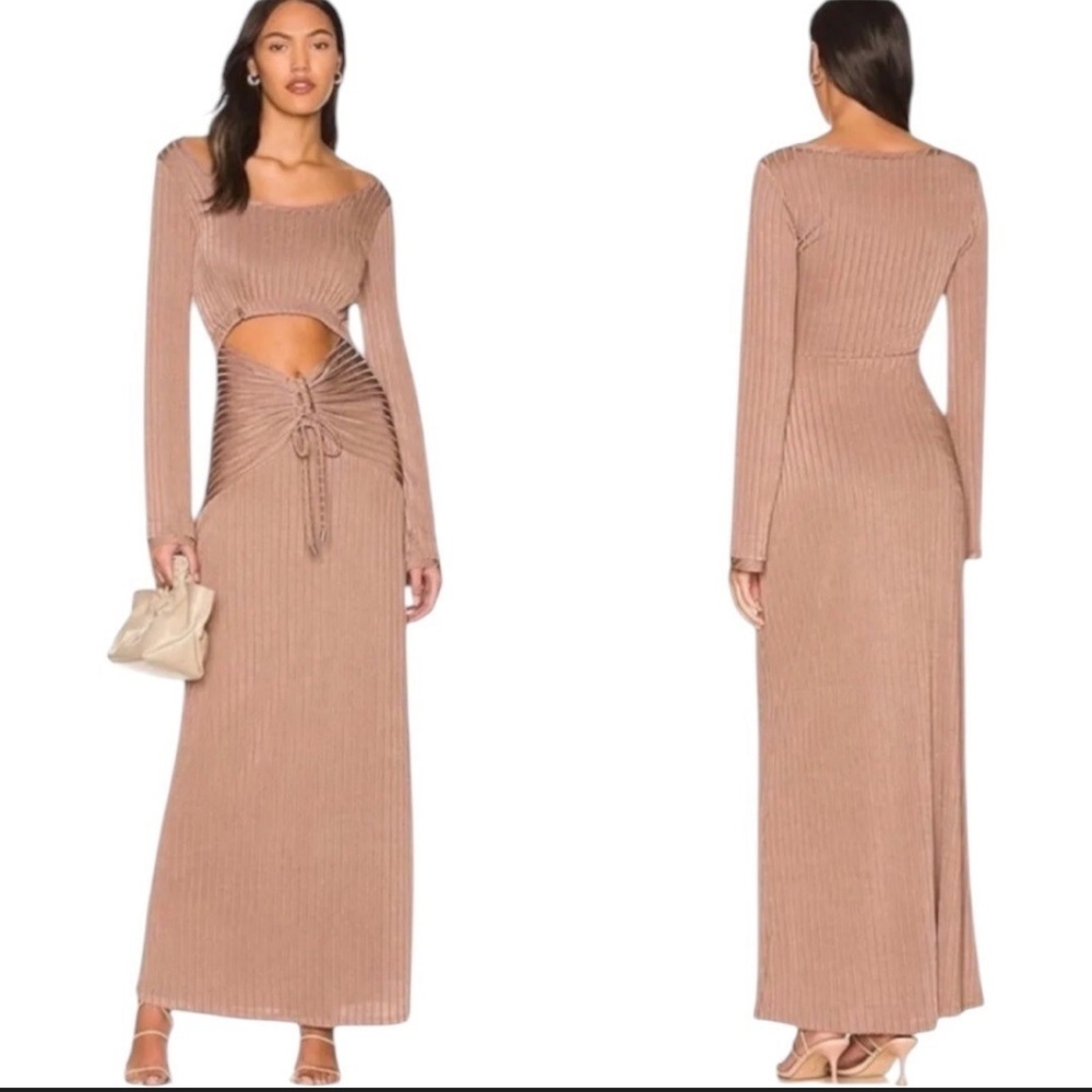 Free People One and Only Cut Out Ruched Maxi Dress Womens Size S Vacation Party